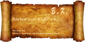 Barbarics Klára névjegykártya