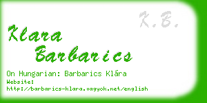 klara barbarics business card