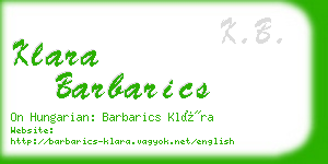 klara barbarics business card